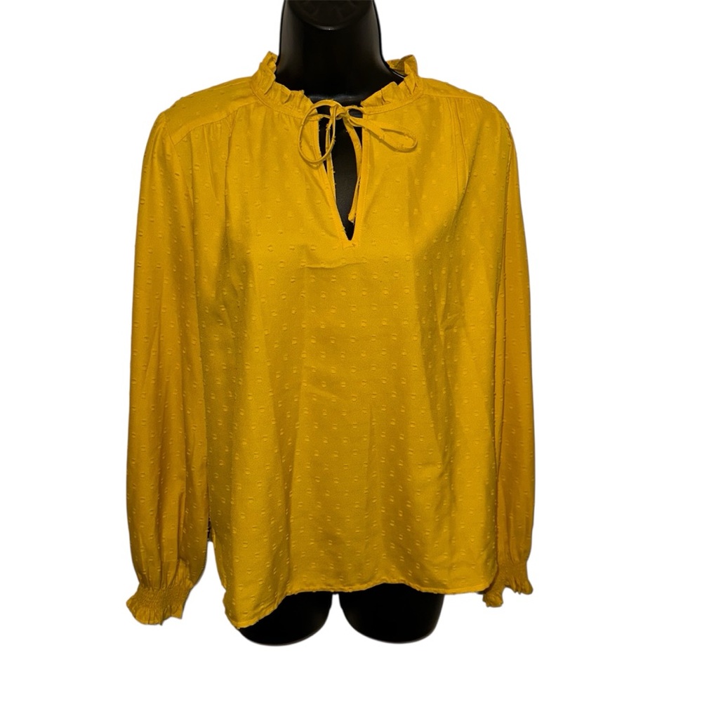 Yellow Women's Top with Tie Neck